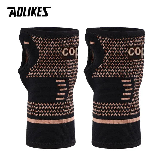 Running Recovery Apparel: AOLIKES 1 Pair Wrist Support Sleeves, Copper Infused, Injury Recovery, Left Right, Arthritis / Rungear