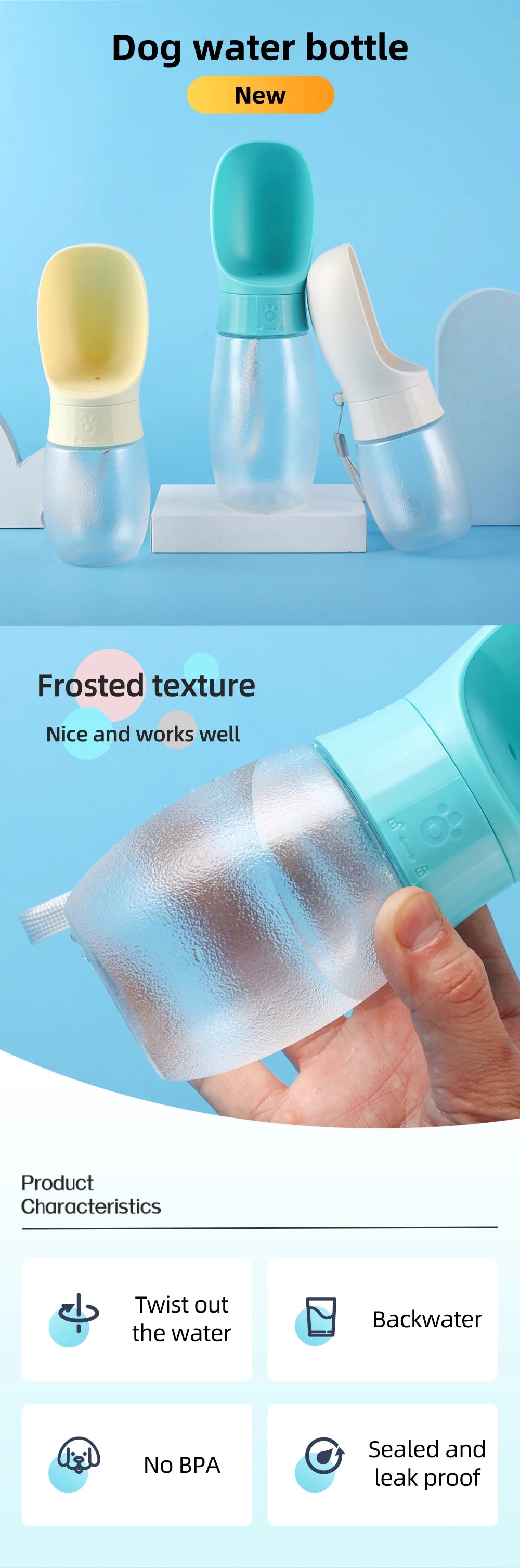 Portable Outdoors High Capacity Pet Water Dispenser Drink Bowl Bottle for Small To Medium Sized Dogs Pets Water Cup Supplies