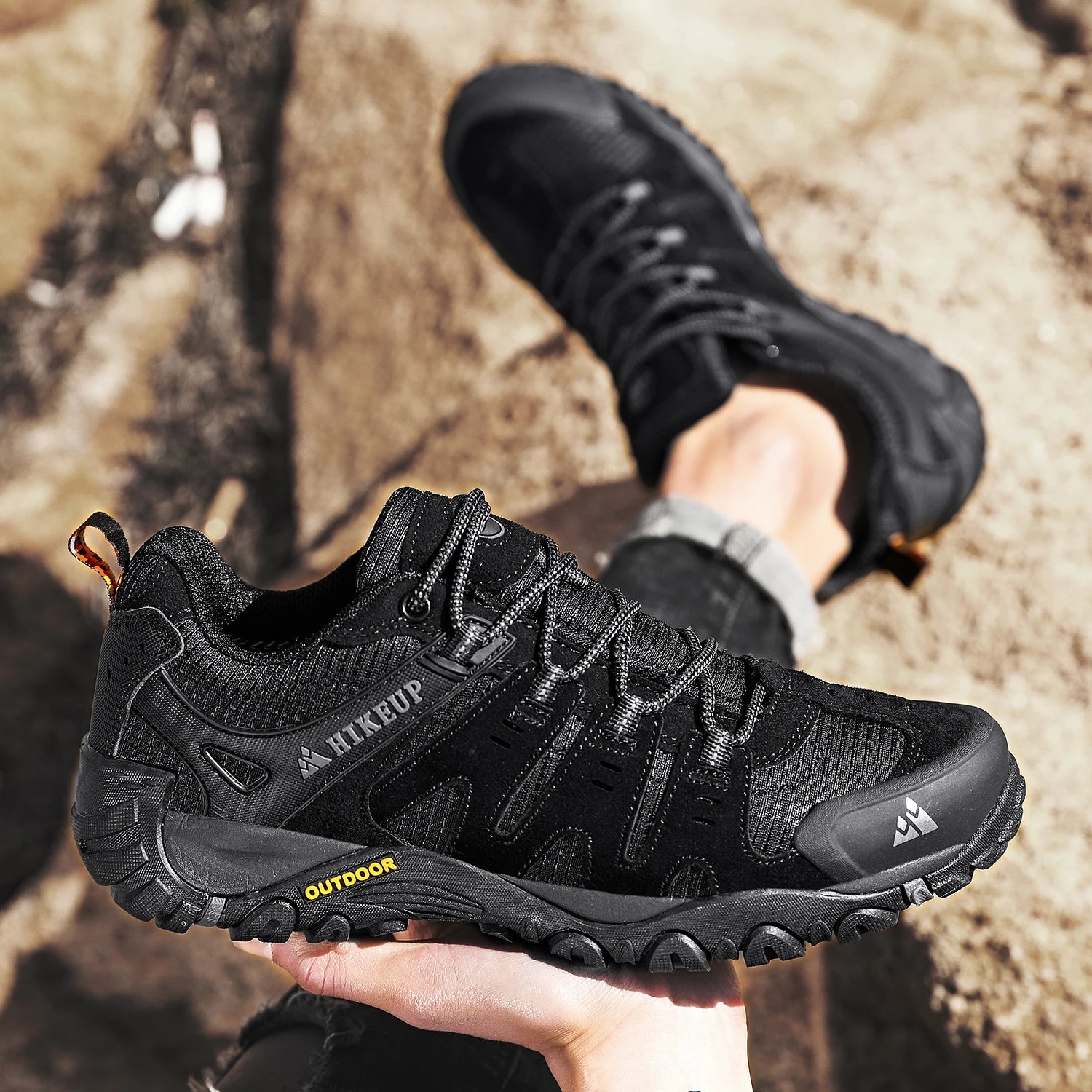 Hiking Shoe Gear: HIKEUP Men's Suede Leather, Wear-Resistant Hiking, Walking, Hunting Outdoor Shoes / Rungear