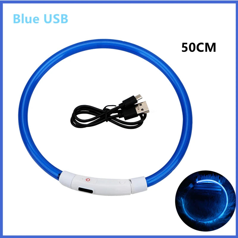 Pet Safety Gear: USB, Adjustable LED Rechargeable Safety Collar For Large Small Dogs / Rungear