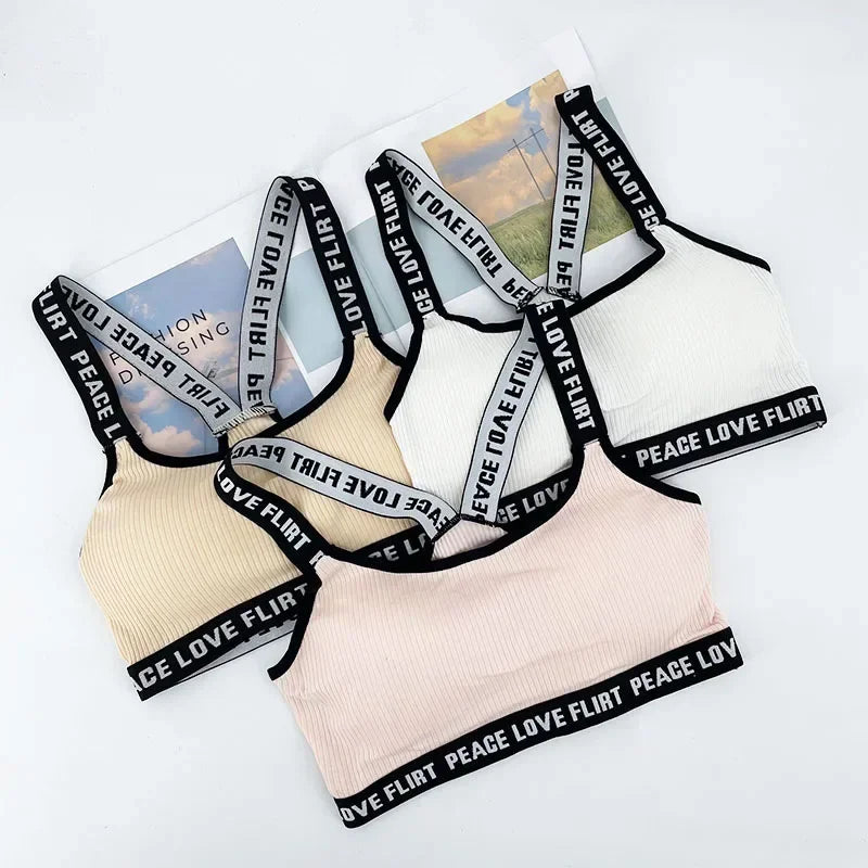 Women's Sports Push Up Seamless Sports Bra With Black And White Letters Underwear For Fitness Yoga Running Gym Fitness