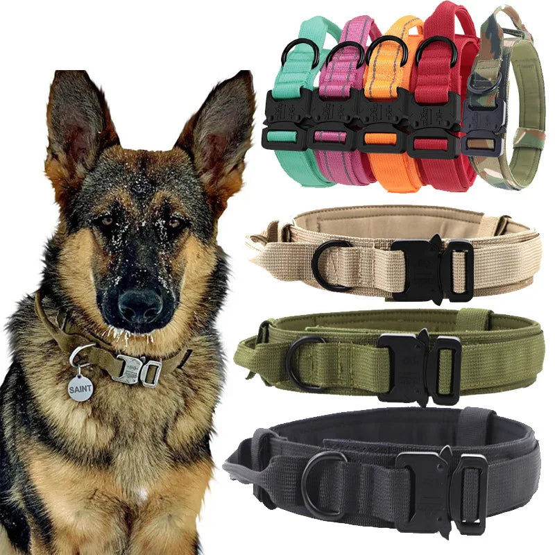 Reflective Dog Collars: Adjustable, Reflective, Quick Release, Nylon Training Dog Collar With Handle / Rungear