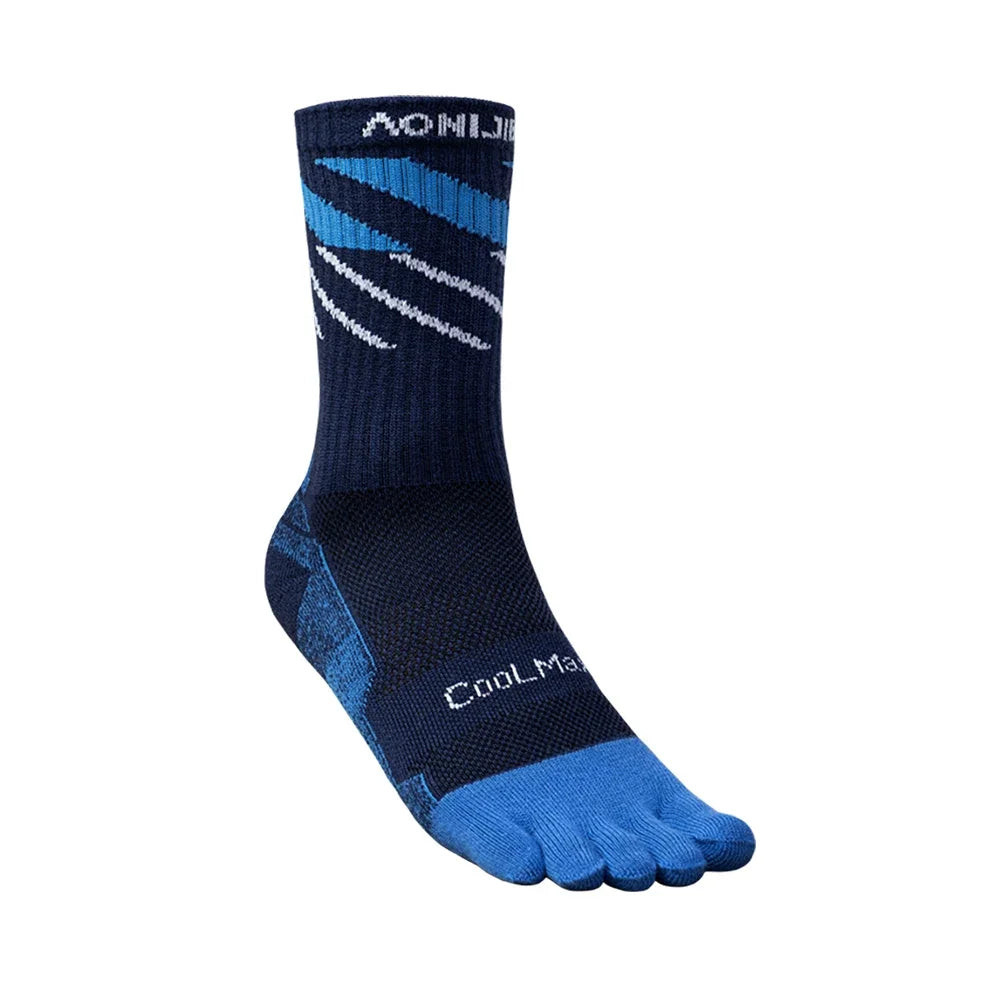 AONIJIE Long Tube Toe Socks – Warm, Breathable Five-Finger Running Socks for Hiking and Camping
