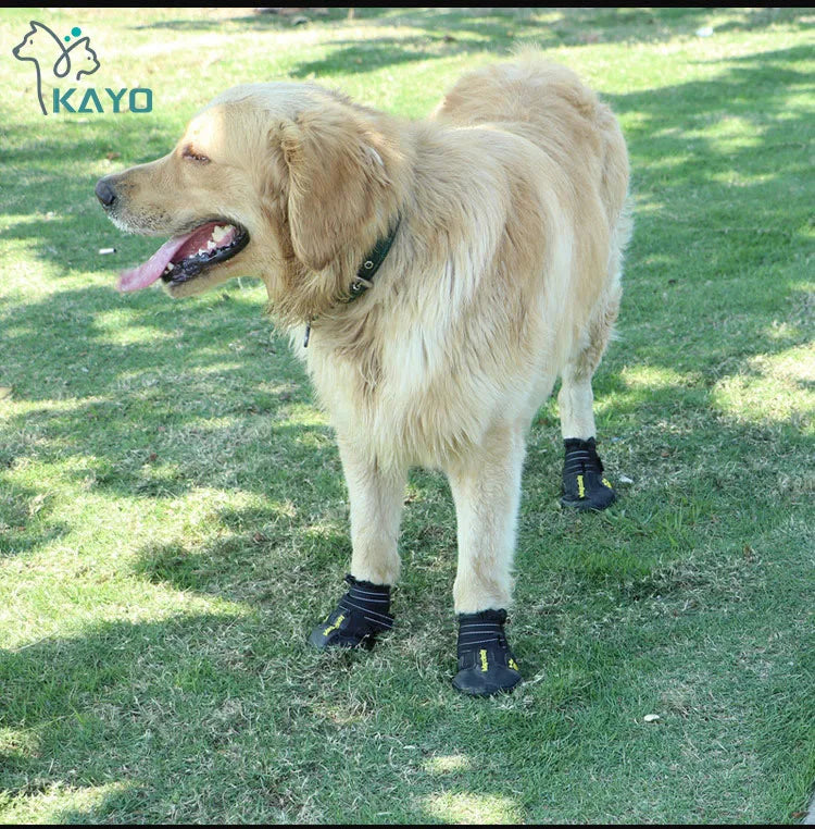 Dog Boots 4-Pack | Waterproof & Breathable, Anti-Slip Rubber Sole, Reflective Velcro Straps | Sizes 1–8 | RUNGEAR