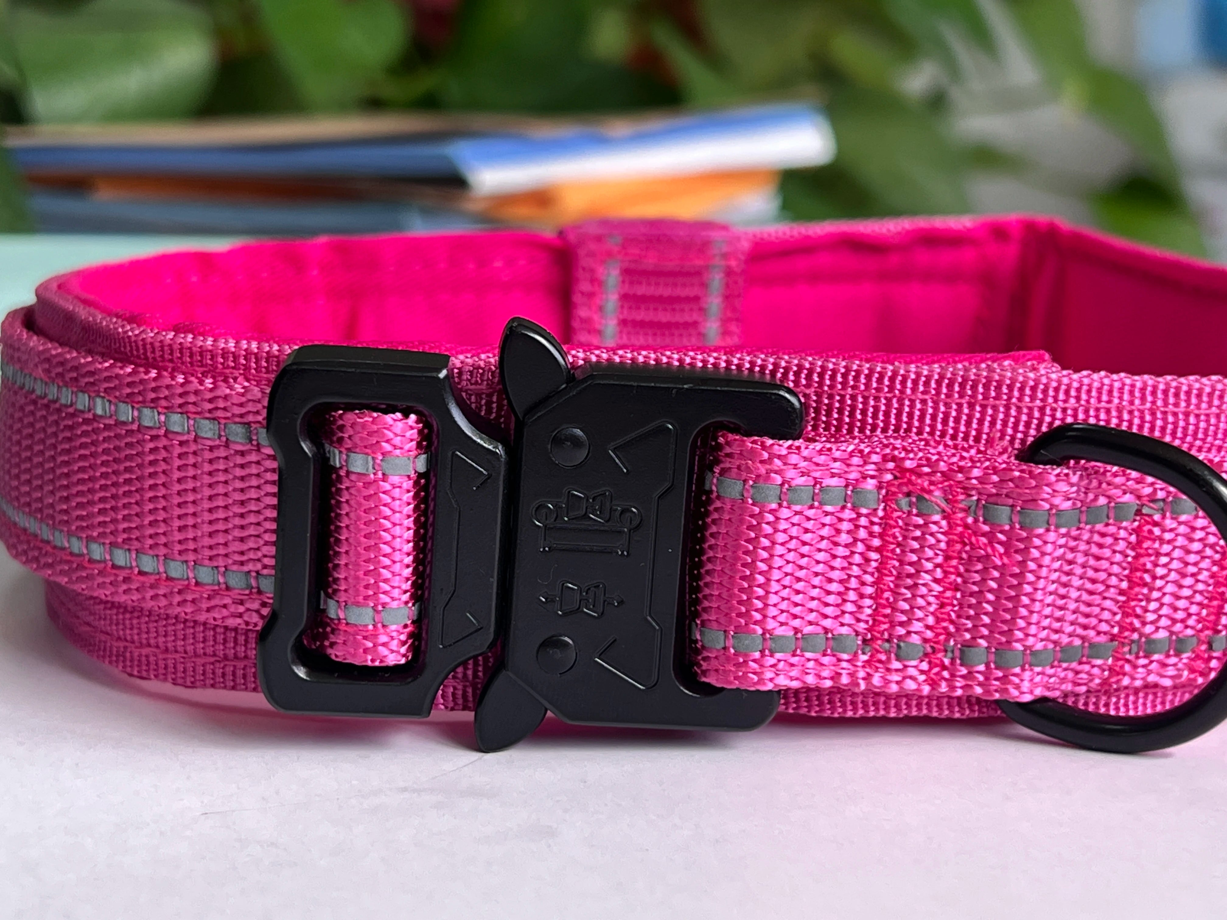Reflective Dog Collars: Adjustable, Reflective, Quick Release, Nylon Training Dog Collar With Handle / Rungear