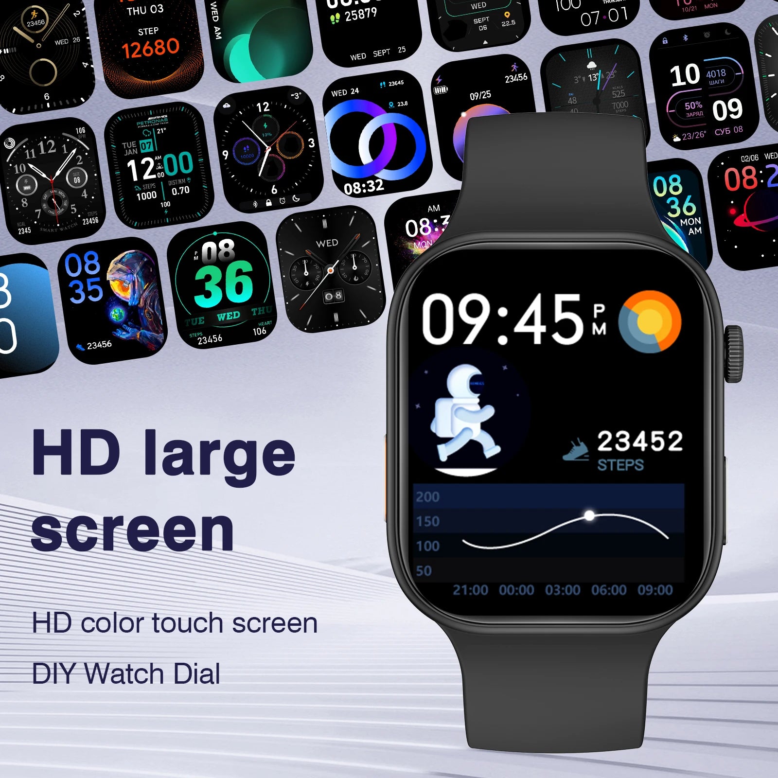 Tech Accessories Gear: Smart Watch with 2.02-Inch HD Display – Wireless Calling, Dialing, Alarm, Message Notifications, Fitness Tracking, Music Control. / Rungear