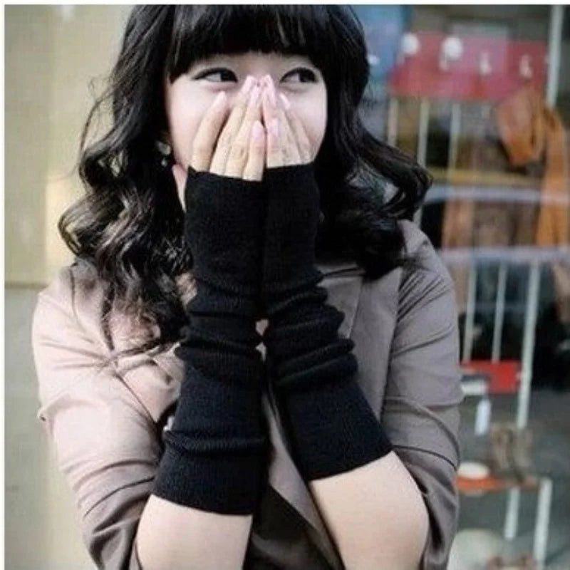 Running Winter Accessories: Unisex, Long, Warm, Half-Finger, Stretchy Mitten Gloves for Outdoor Sports / Rungear