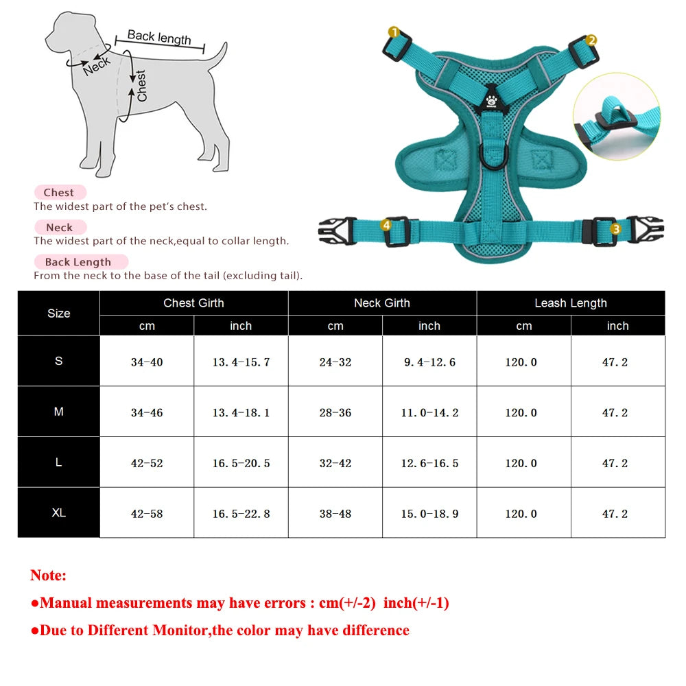 Reflective Running Dog Gear: Adjustable Harness Vest And Leash Set For Small To Medium Dogs / Rungear NZ