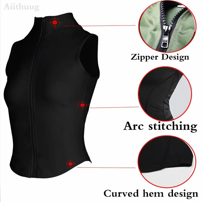 Women's Running Apparel: Sleeveless, High Neck, Breathable, Quick-Dry, Full Zip Up, Athletic Sweat Vest for Running, Fitness, Workout / Rungear