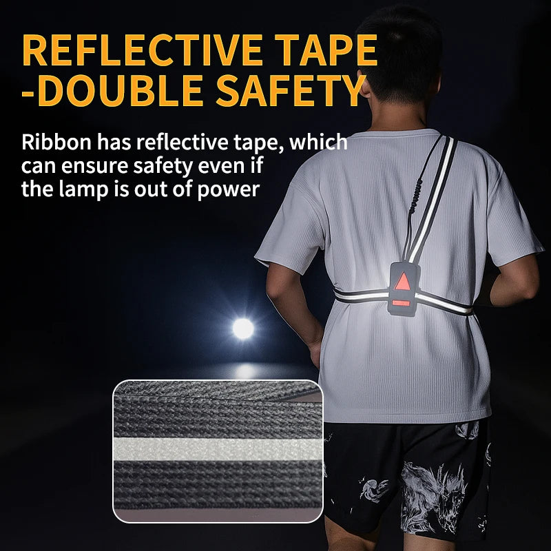 Waterproof Safety Night Running Lamp Chest Lamp with 90° Adjustable Beam Angle and Reflective Straps