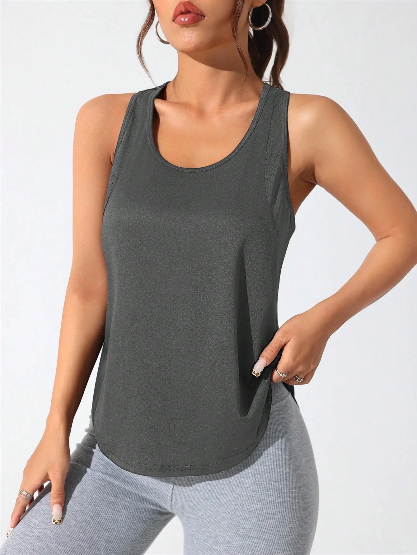 Women's Sleeveless Loose Long Fitness Running Hiking Activewear Top