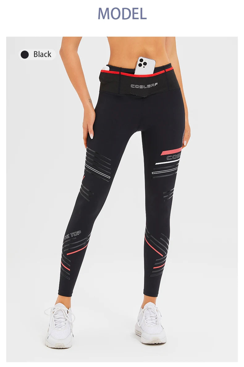 Women's Compression Apparel: Printed High Waisted Workout Pants With Pockets / Rungear