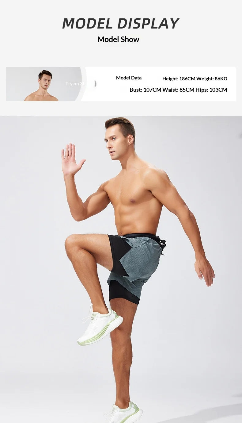 Men's Activewear Shorts: Summer Double Layer, Quick Dry, Breathable Running Sports Shorts / Rungear