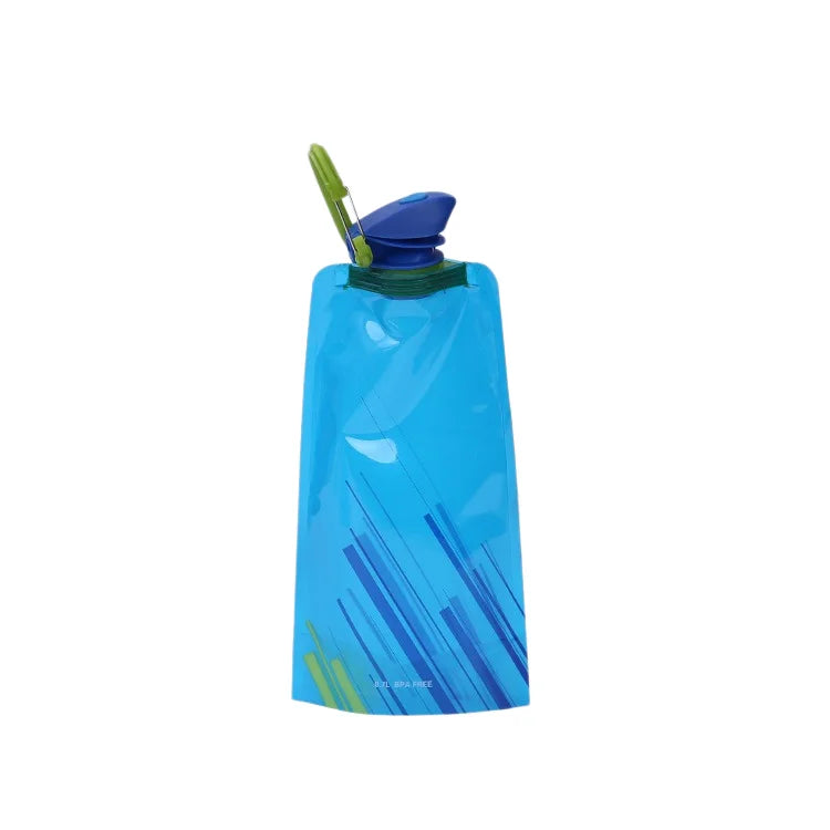 Hydration Gear Accessories: Foldable, Flexible, Reusable Travel Soft Flask Water Bottle Pouch with Carabiner Clip / Rungear