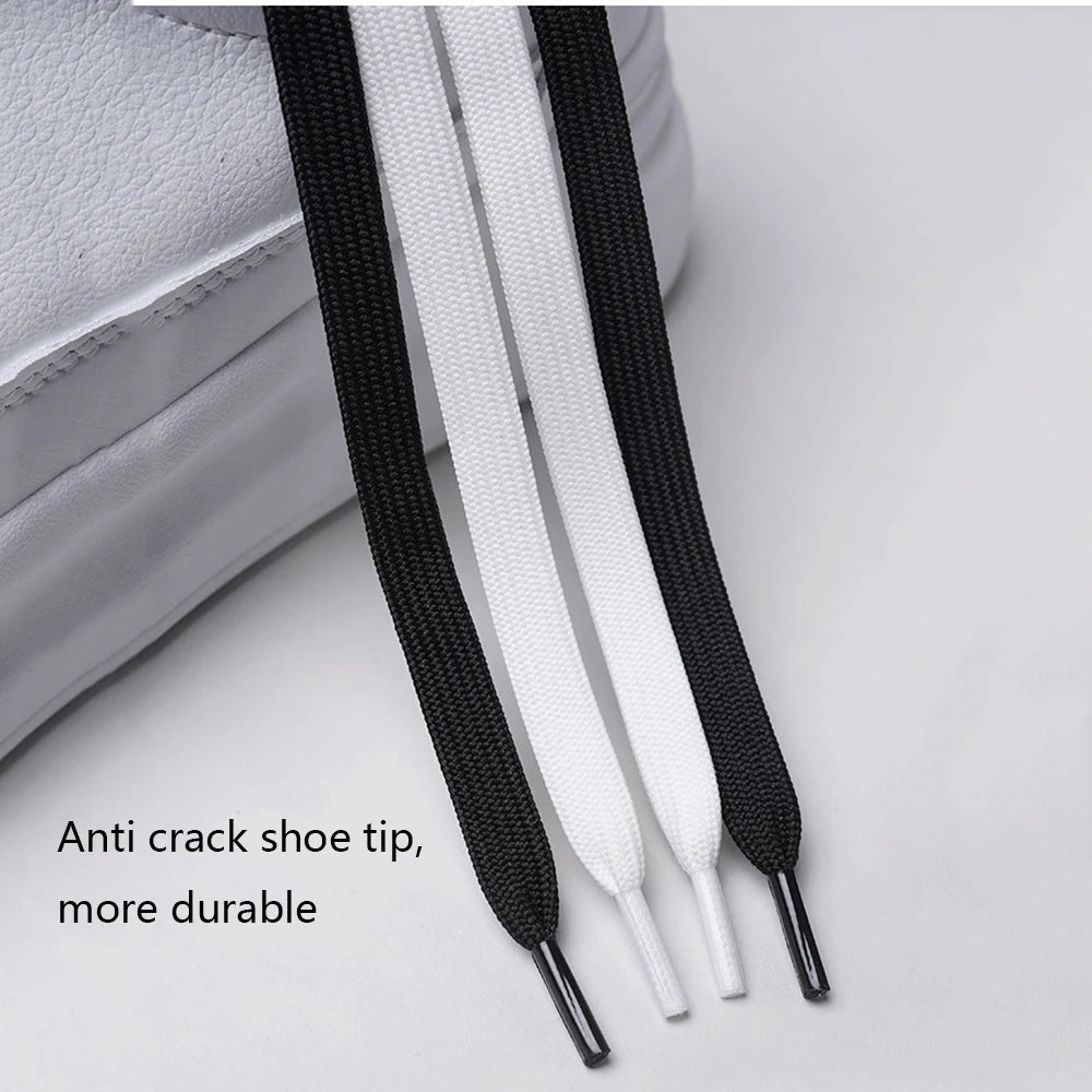 Sports Shoe Accessories: 1PR Classic Double Fabric Non-Slip Shoelaces  Black White 70/80 /90/100/120C / Rungear