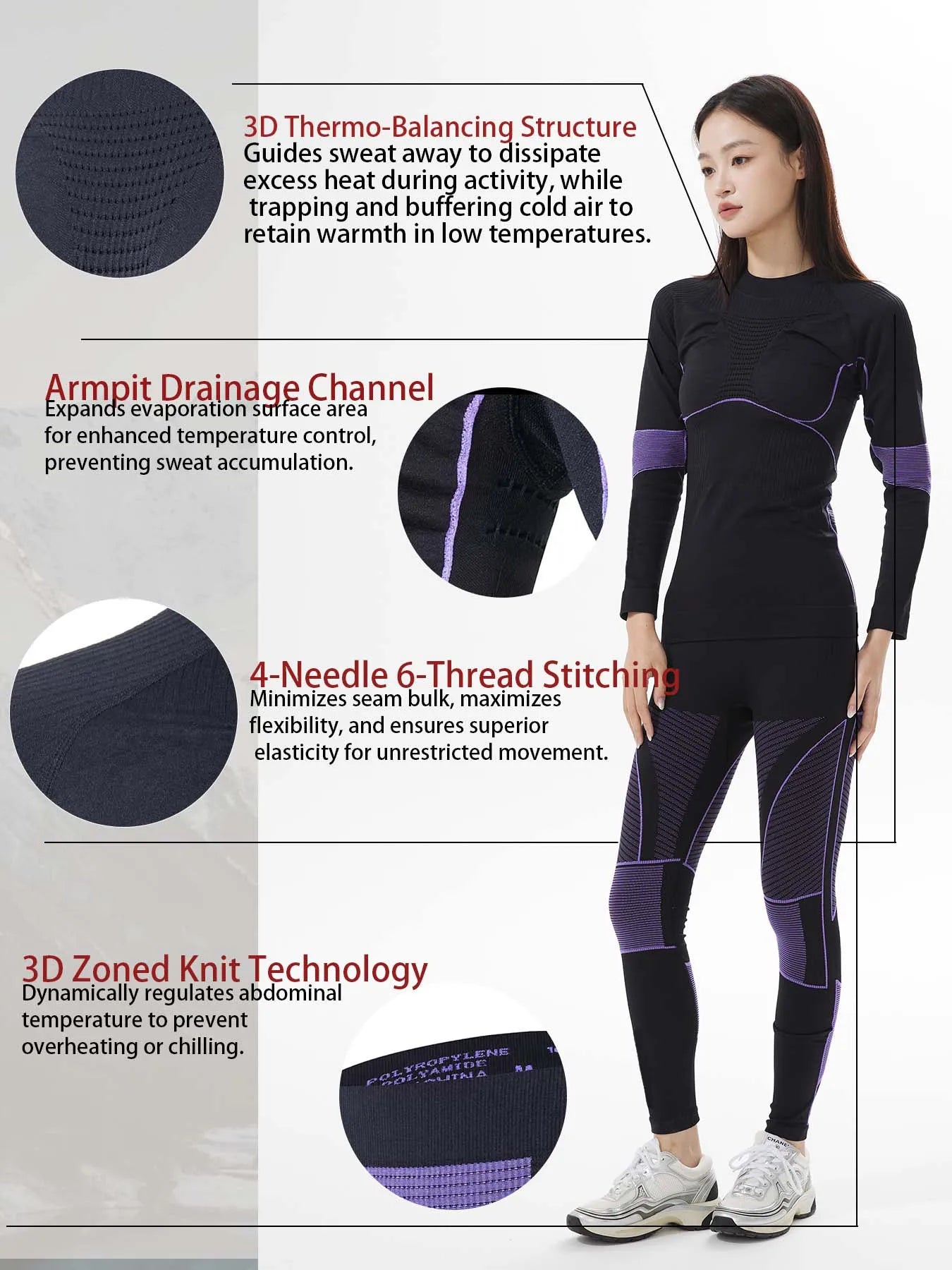 Women's Thermal Apparel:  Thermal Underwear Long John Sets For Winter / Rungear