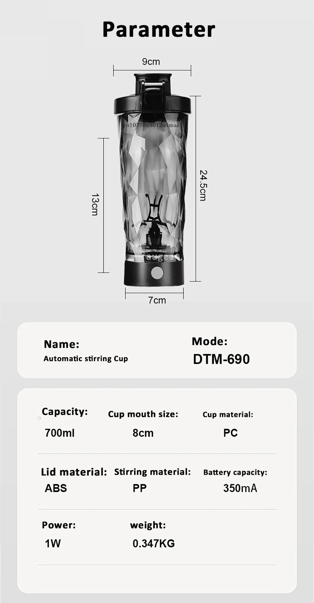 Running Hydration Gear: Portable, USB Rechargeable Protein Powder Shaker, Automatic Mixing Cup for Gym, Running, Hiking / Rungear