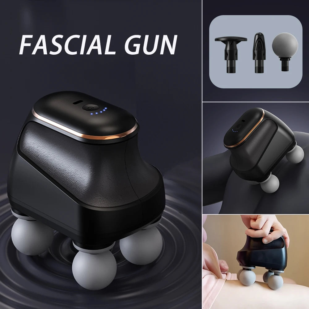 Recovery Massage Accessories: Portable, 4 Head, High Frequency, Fascia Gun Muscle Massager Machine / Rungear