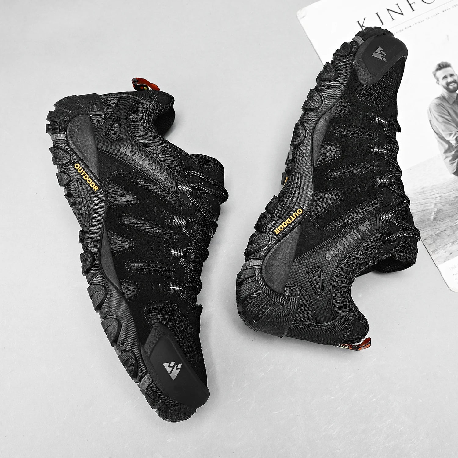Hiking Shoe Gear: HIKEUP Men's Suede Leather, Wear-Resistant Hiking, Walking, Hunting Outdoor Shoes / Rungear