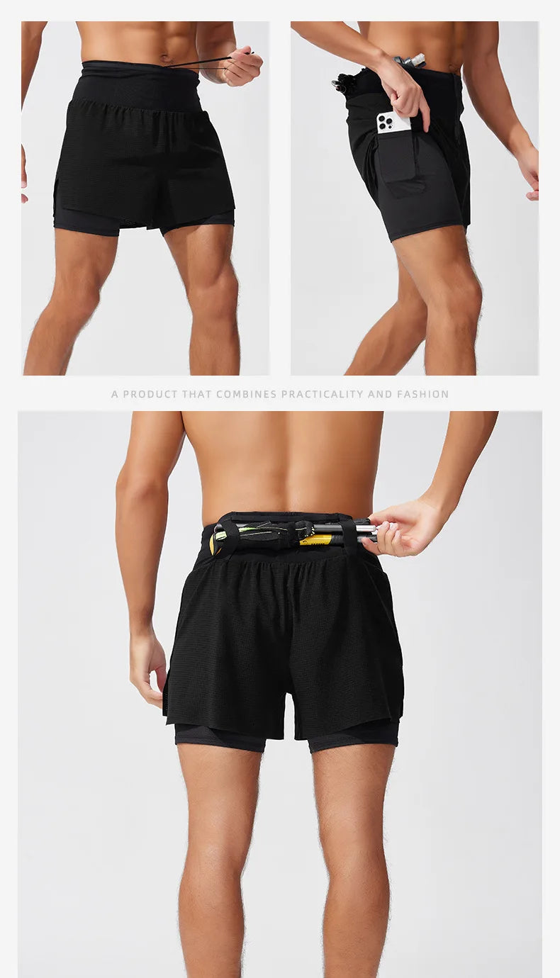 Men's Activewear Shorts: Summer Double Layer, Quick Dry, Breathable Running Sports Shorts / Rungear