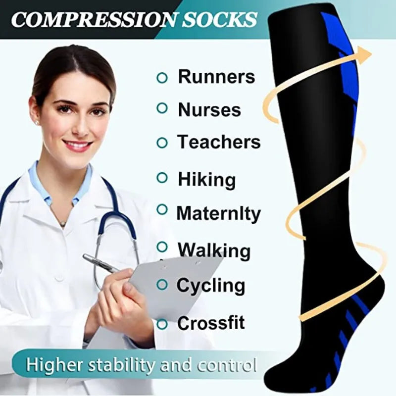 Running Compression Socks: 1 PC Medical 20-30mmhg Compression Socks for Flight, Travel, Pregnancy, Edema Diabetes, Varicose Veins / Rungear