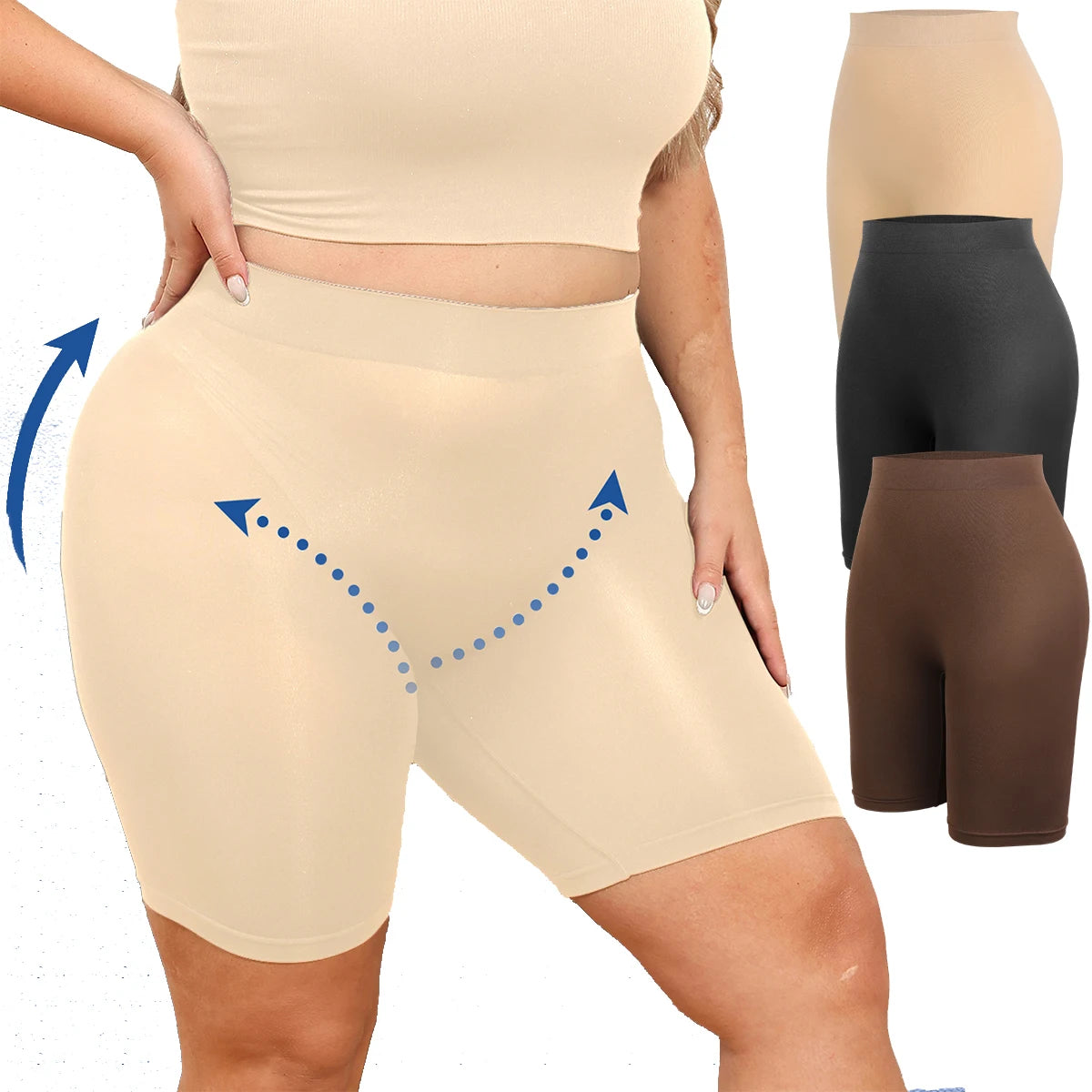 Plus Size Women's High Waisted Tummy Control Slimming Waist Trainer Shapewear Shorts