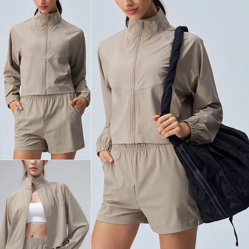 Women's Running Jackets: Long Sleeved, Full Zip, Cropped Workout Jackets UPF 50+ / Rungear