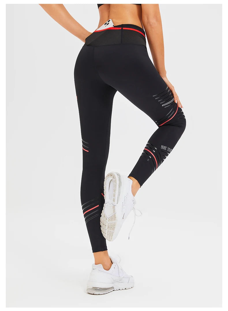Women's Compression Apparel: Printed High Waisted Workout Pants With Pockets / Rungear