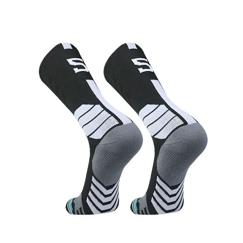 Running Compression Gear: Unisex, High Quality, Towel Bottom, Compression Sports Socks With Number Print / Rungear