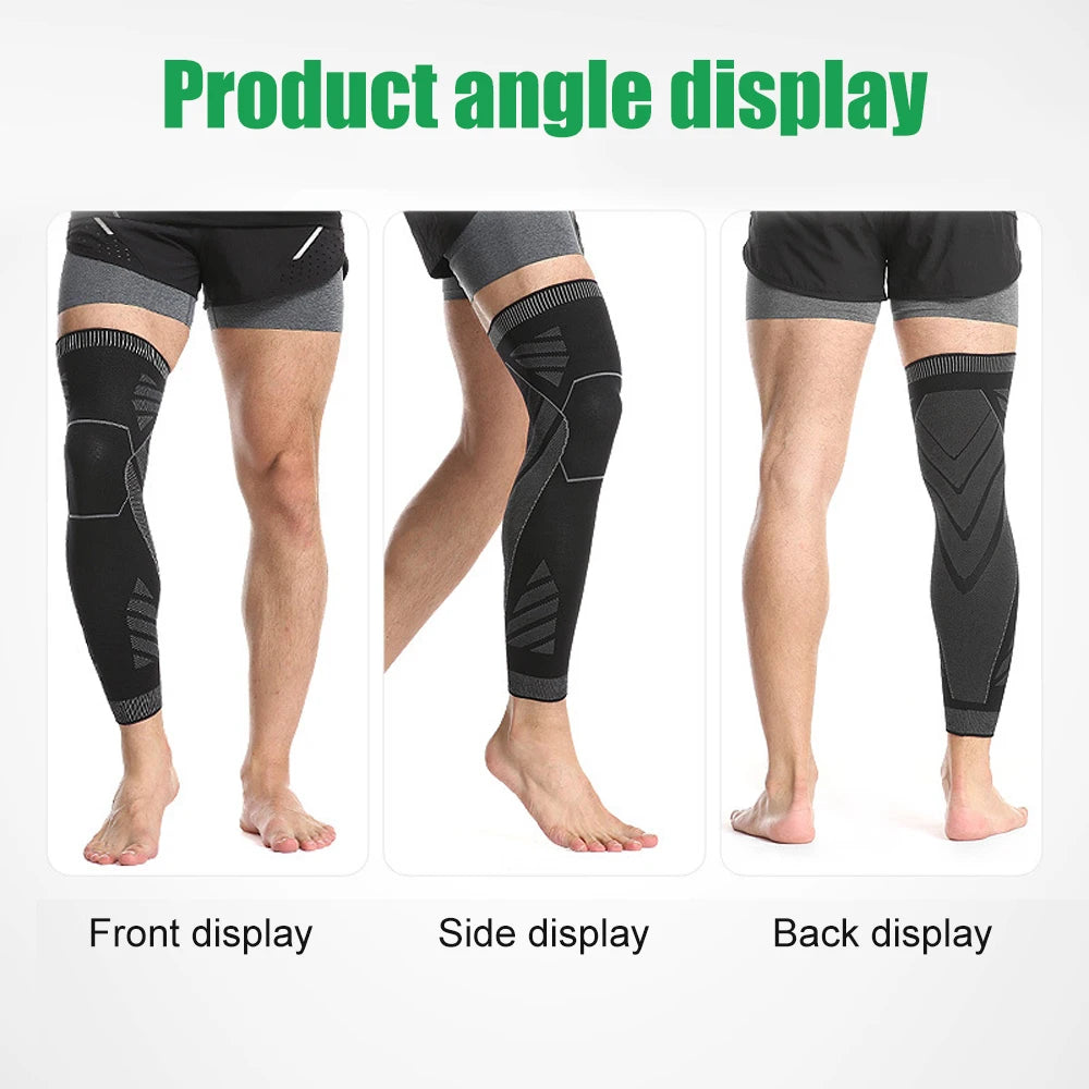 Long Full Leg Sports Brace Support Compression Sleeves For Knee Pain Relief