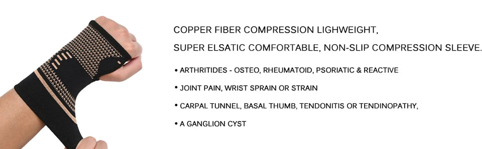 Running Recovery Apparel: AOLIKES 1 Pair Wrist Support Sleeves, Copper Infused, Injury Recovery, Left Right, Arthritis / Rungear