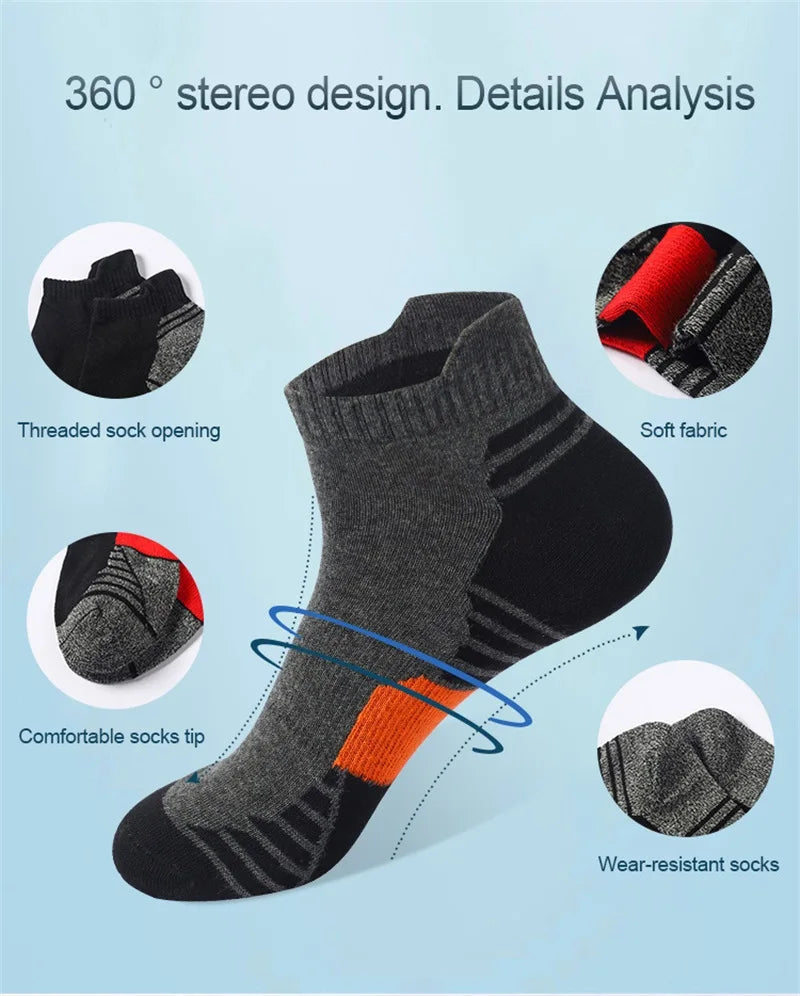 Men's Running Apparel: 5/10Pairs Sweat-Absorbing, Breathable, Comfortable Ankle Sport Socks / Rungear