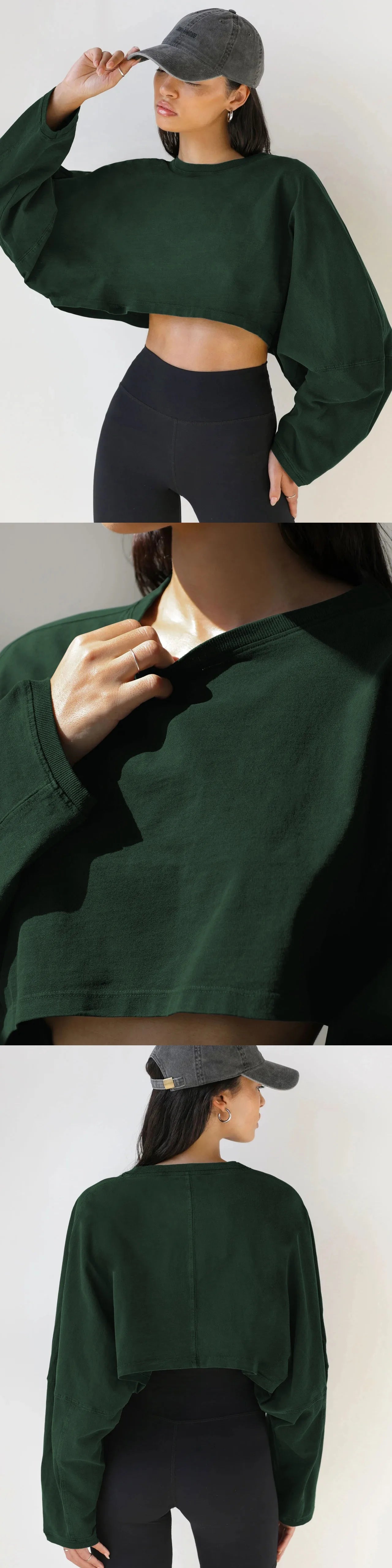 Sexy Cropped Hoodie T Shirt Long Sleeve Knit Top Women Spring Summer Casual Pullover Tee Blouse