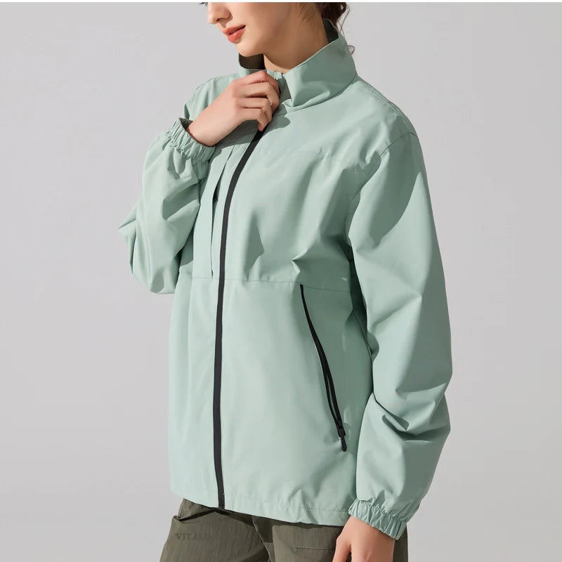 Women's Winter Apparel: Lightweight, Waterproof, Stand Collar, Windbreaker Jacket / Rungear