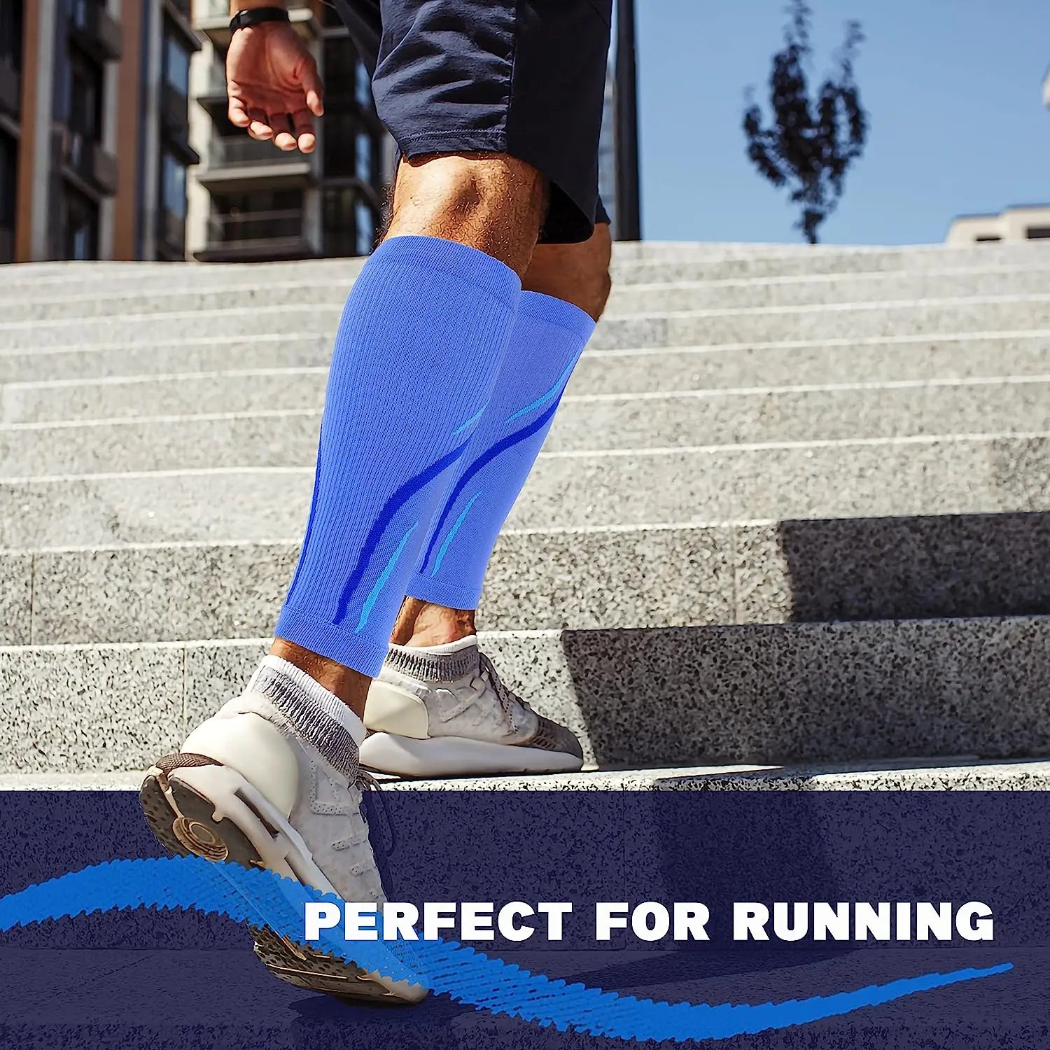 Running Compression Gear: 1Pair Calf Compression Sleeves for Men & Women (20-30mmhg) for Running, Cycling, Shin Splints Support / Rungear