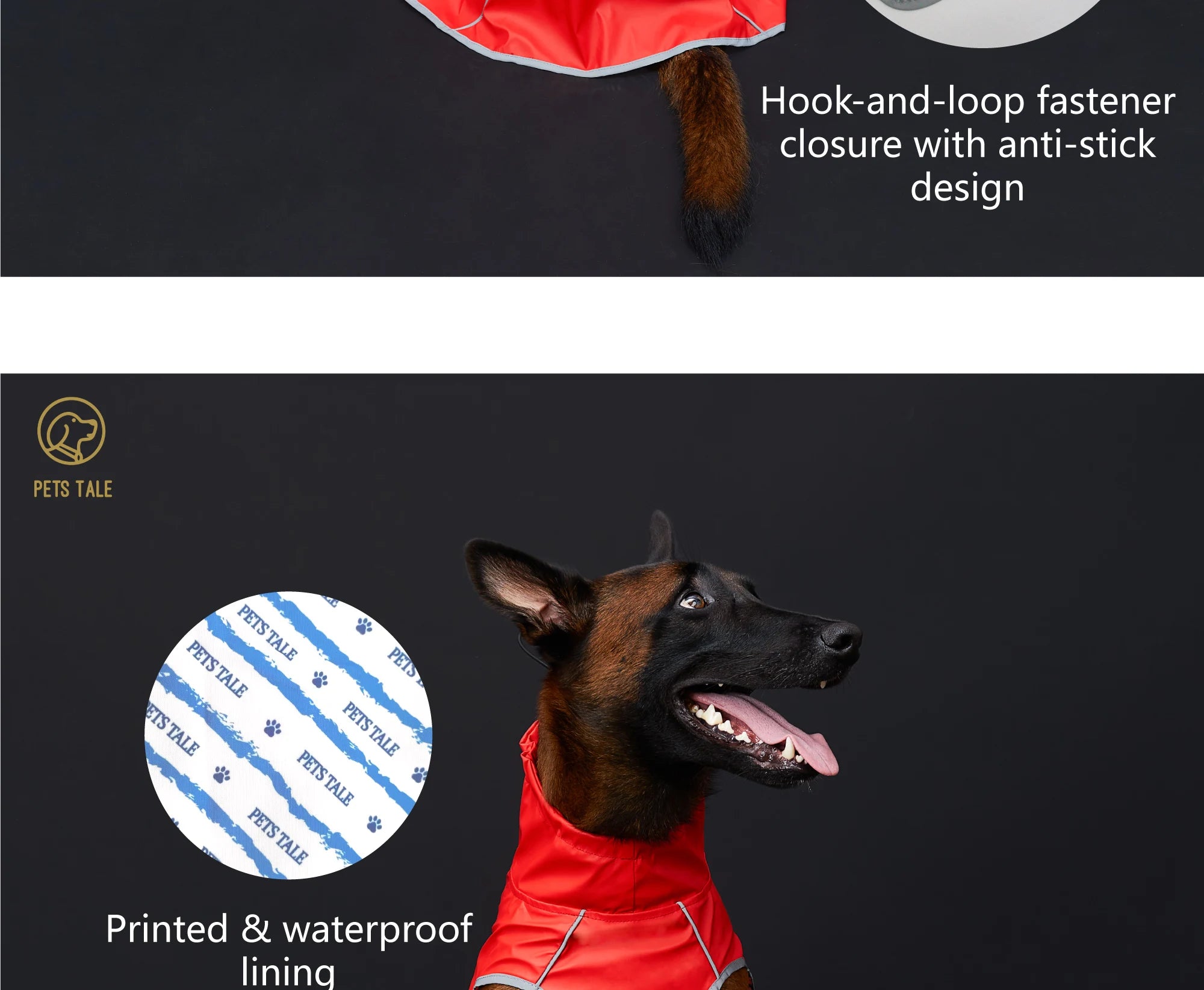Dog Jacket Gear: Waterproof Raincoat with Reflective Strips and Adjustable Hood / Rungear