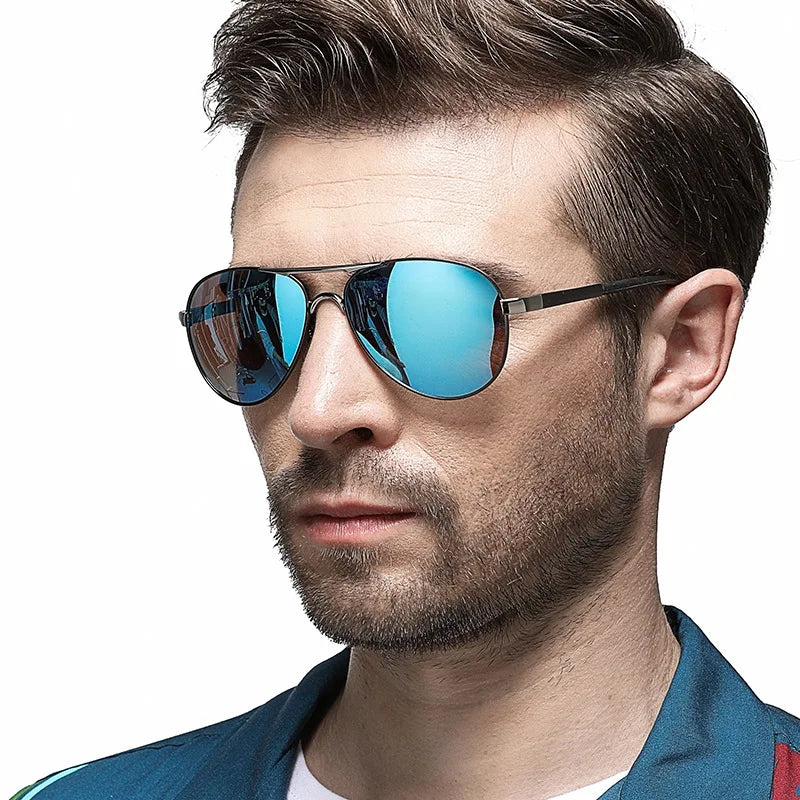 Men's Sunglasses Gear: AOWEAR Aviation Polarized Mirror Sunglasses / Rungear