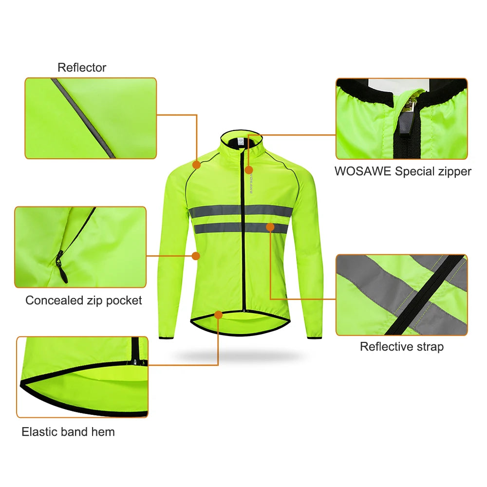 Men's Running Apparel: WOSAWE Ultralight Reflective Windproof Water Resistant Windbreaker / Rungear