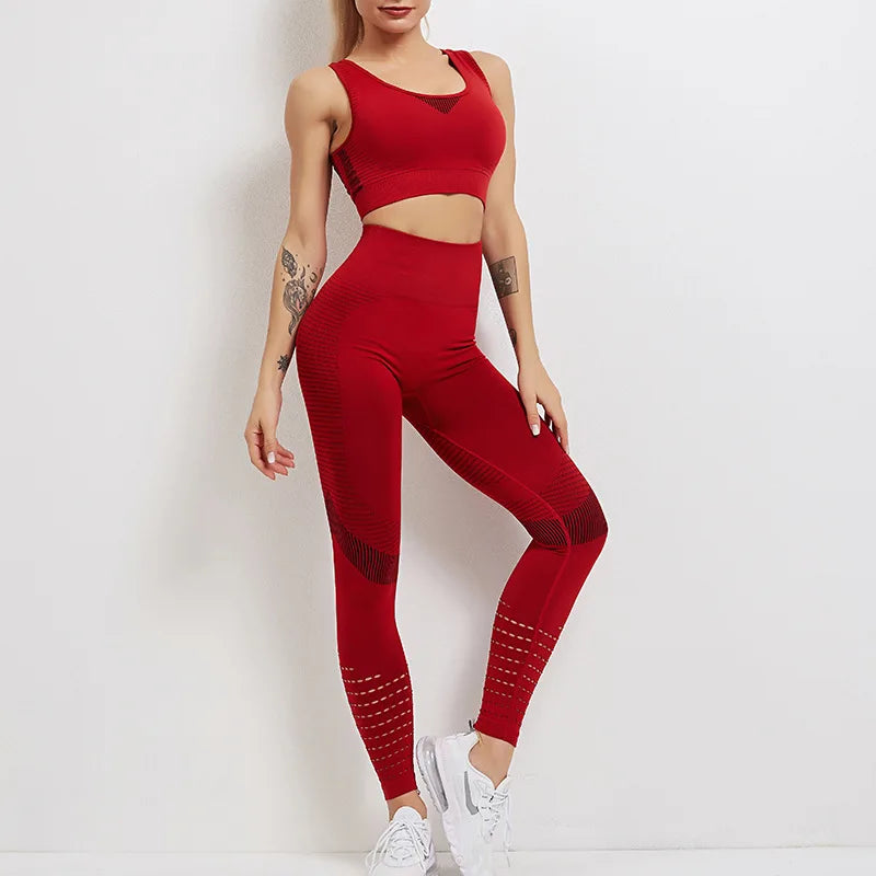Women's Activewear Sets: Seamless, Sports Fitness, High Waist Hip-Lifting Stretch Leggings And Top for Women / Rungear