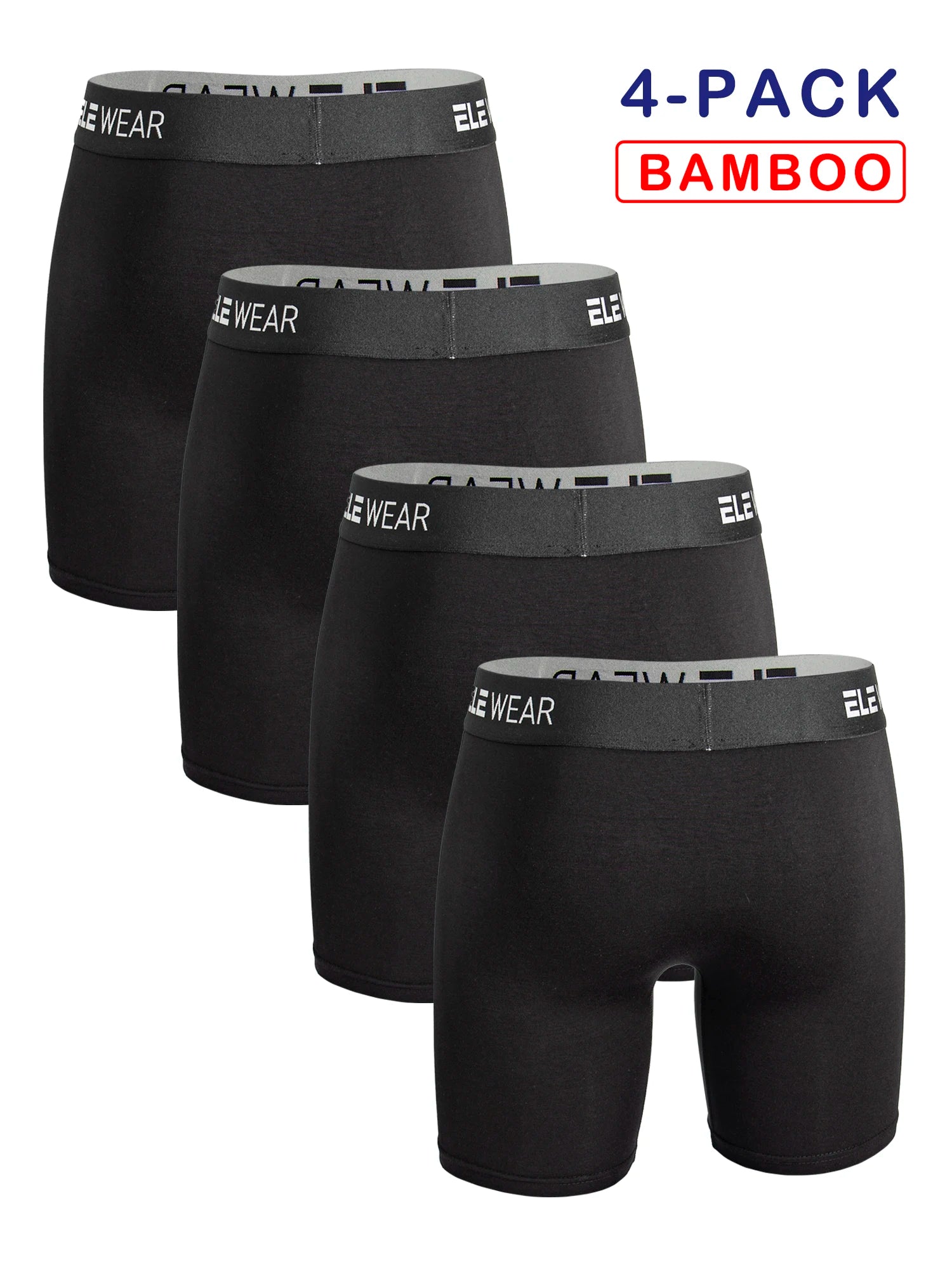 Men's Moisture-Wicking Clothing: 4PC Bamboo, Long Sports Boxer Briefs Underwear / Rungear