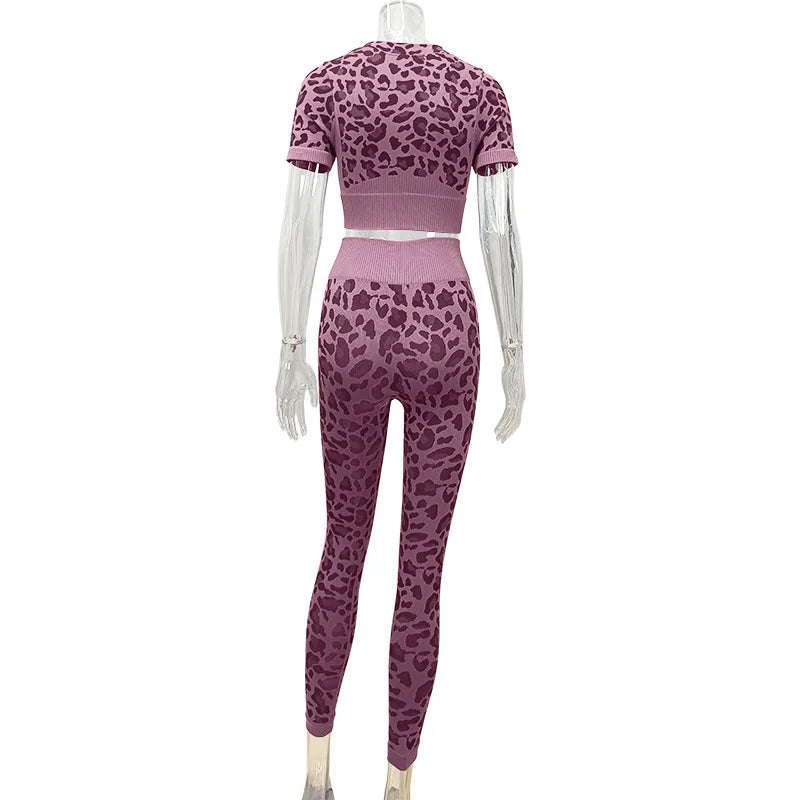 Women's Compression Apparel: 2PC Leopard, Seamless,  Activewear Tracksuit Workout Clothes / Rungear