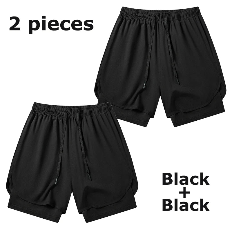 Men's Quick-Dry Apparel: Quick Dry, Stretchy 2 in 1 Running Workout Performance Activewear Shorts with Phone Pocket, Towel Loop / Rungear