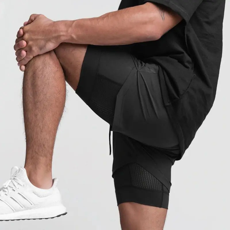 Men's Double Layer Shorts: 2 in 1 Breathable, Double Layer, Quick Dry, Running Workout Sports Shorts / Rungear