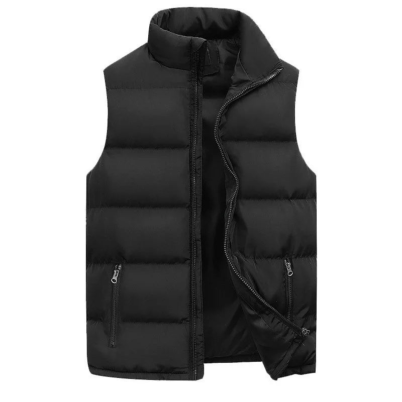 Men's Jacket Apparel: Warm, Waterproof, Winter Sleeveless Zipper Coat With Stand-Up Collar / Rungear