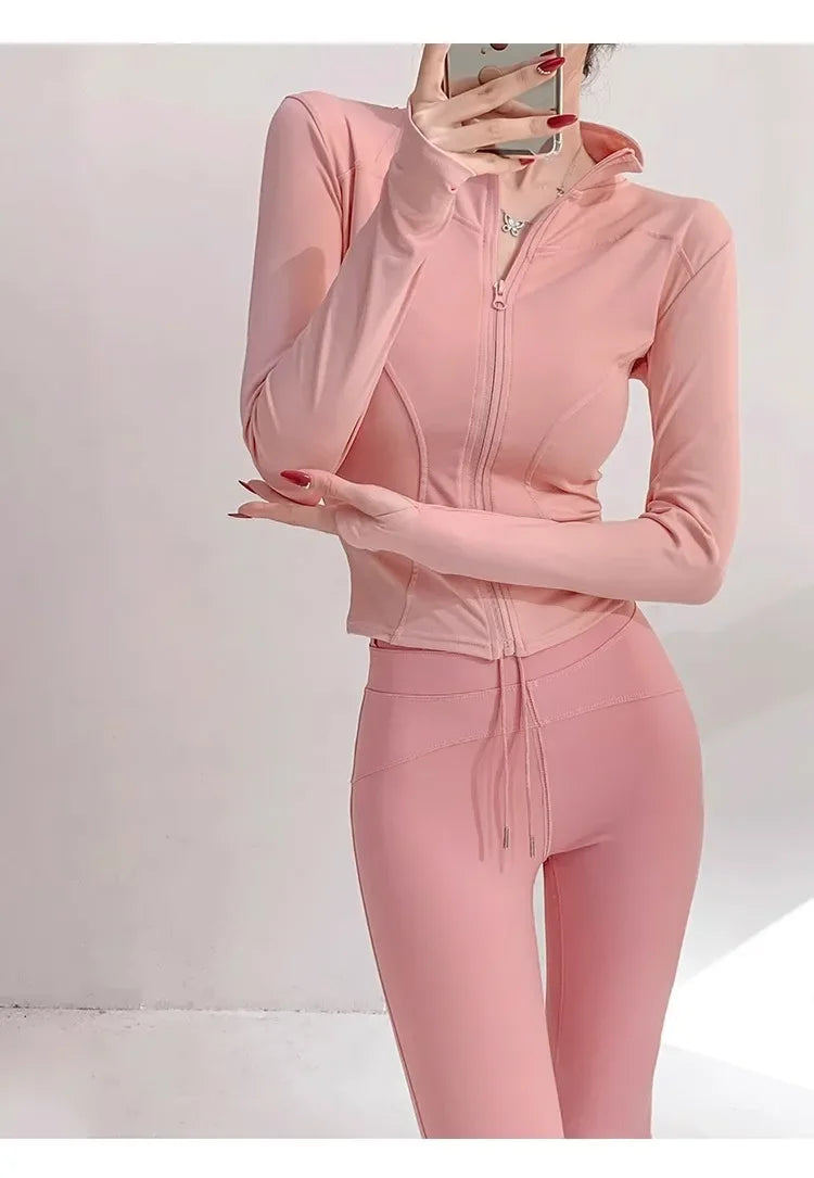 Women's Running Apparel: Quick Drying, Long Sleeved Sports Tight Fitness Top With Zipper S-3XL / Rungear
