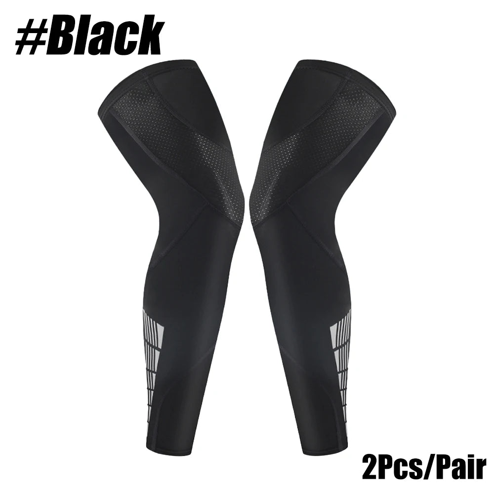 1 Pair Sports Full Leg Compression Sleeve for Men and Women, with Anti-slip Silicone Strips