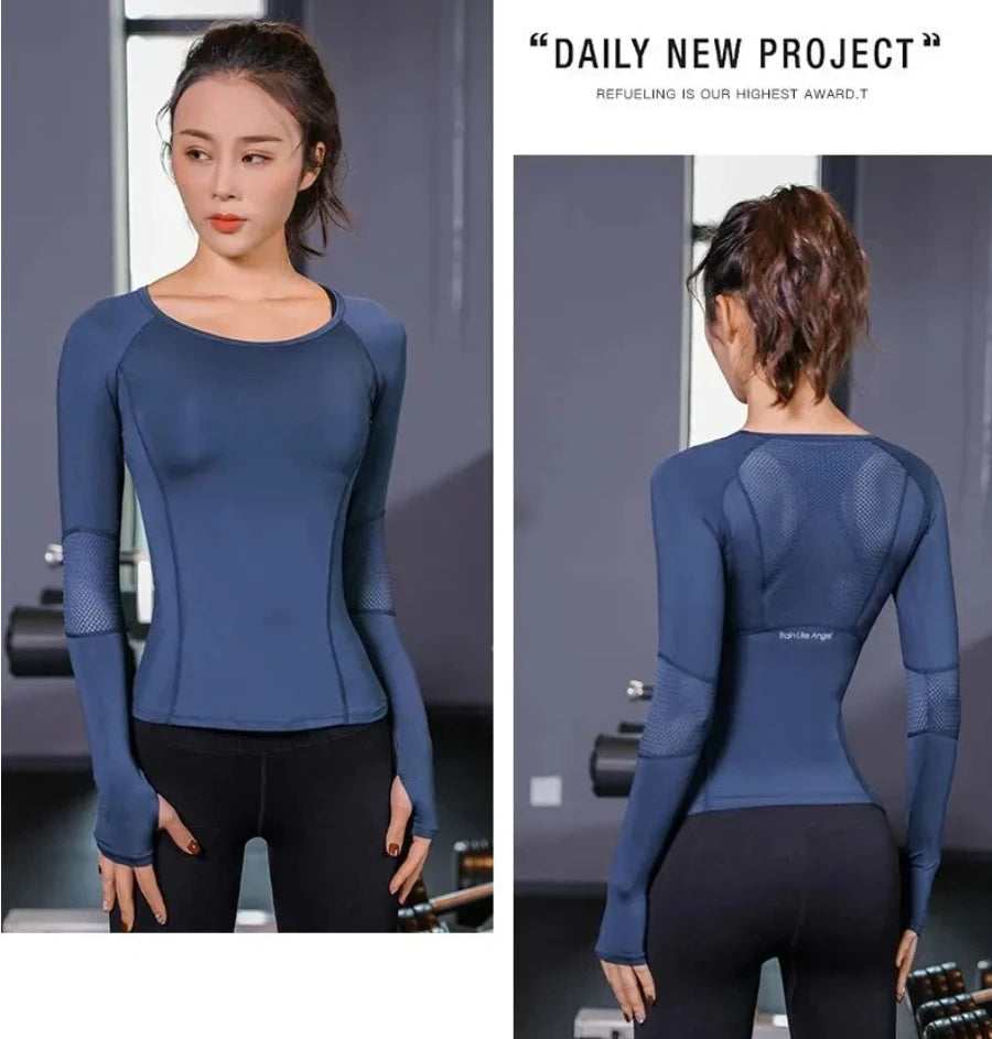 Women's Running Apparel: Seamless, Long Sleeved Sportswear Workout Shirt For Sports Fitness / Rungear