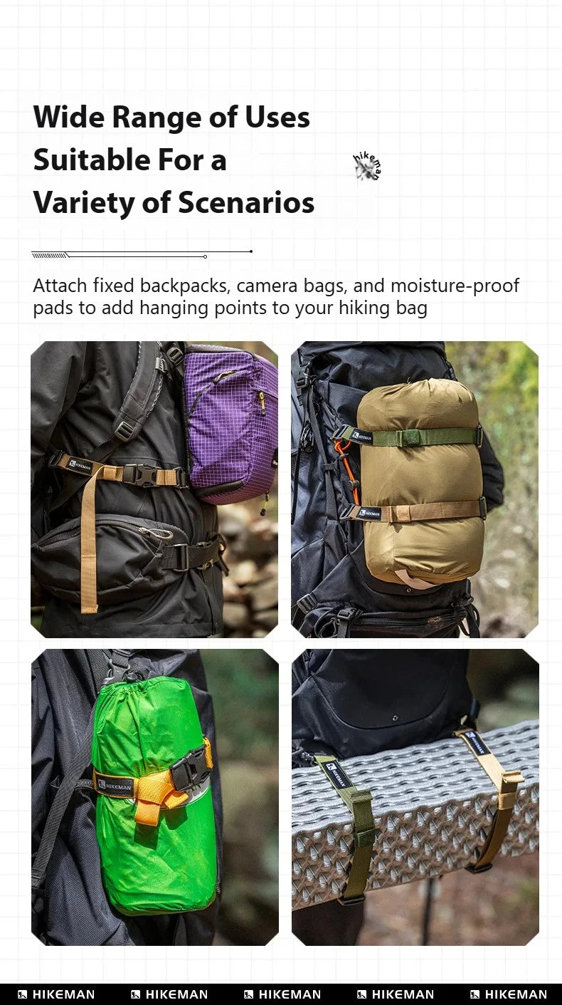 HIKEMAN Adjustable Outdoor Luggage Straps Camping Travel Gear Buckle Fastening Packing Belt for Hiking Accessories