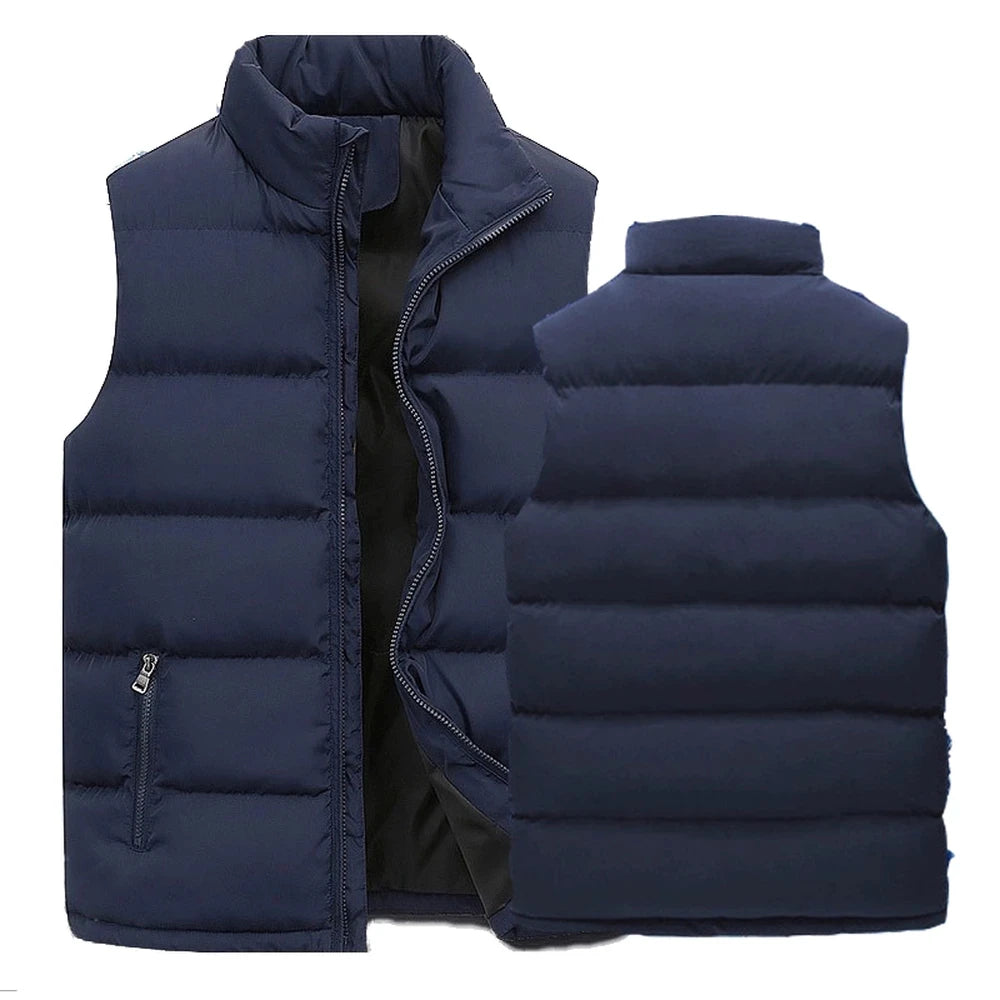 Men's Jacket Apparel: Warm, Waterproof, Winter Sleeveless Zipper Coat With Stand-Up Collar / Rungear