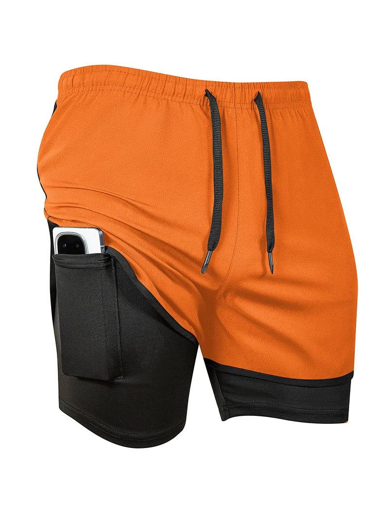 Men's Quick-Dry Apparel: Quick Dry, Stretchy 2 in 1 Running Workout Performance Activewear Shorts with Phone Pocket, Towel Loop / Rungear